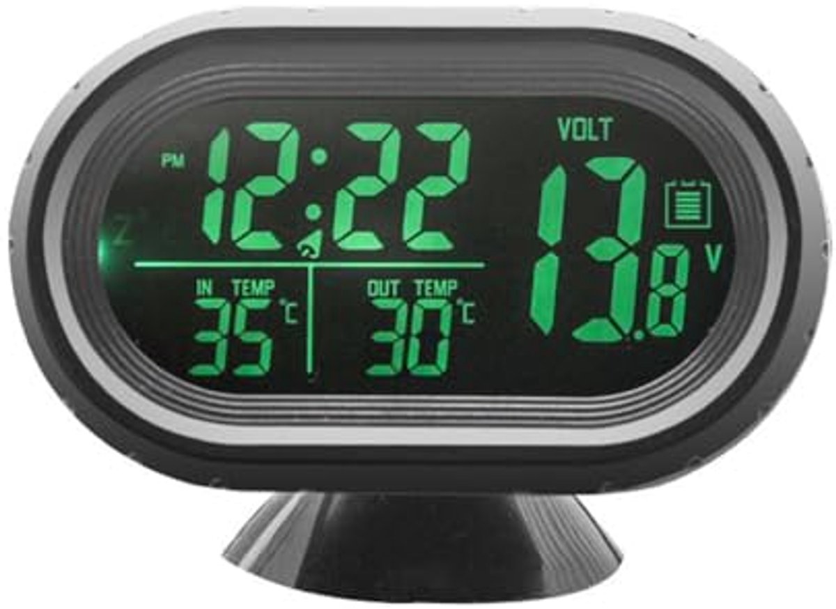 Auto Klok Thermometer Voltmeter 3-in-1 Digitale LCD Monitor voor 12V Voertuigen