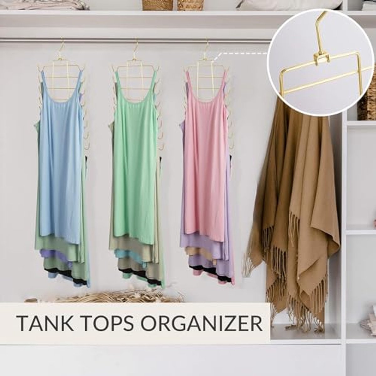 Set van 3 Ruimtebesparende Tanktop Hangers voor Beha's en Kledingorganisatoren