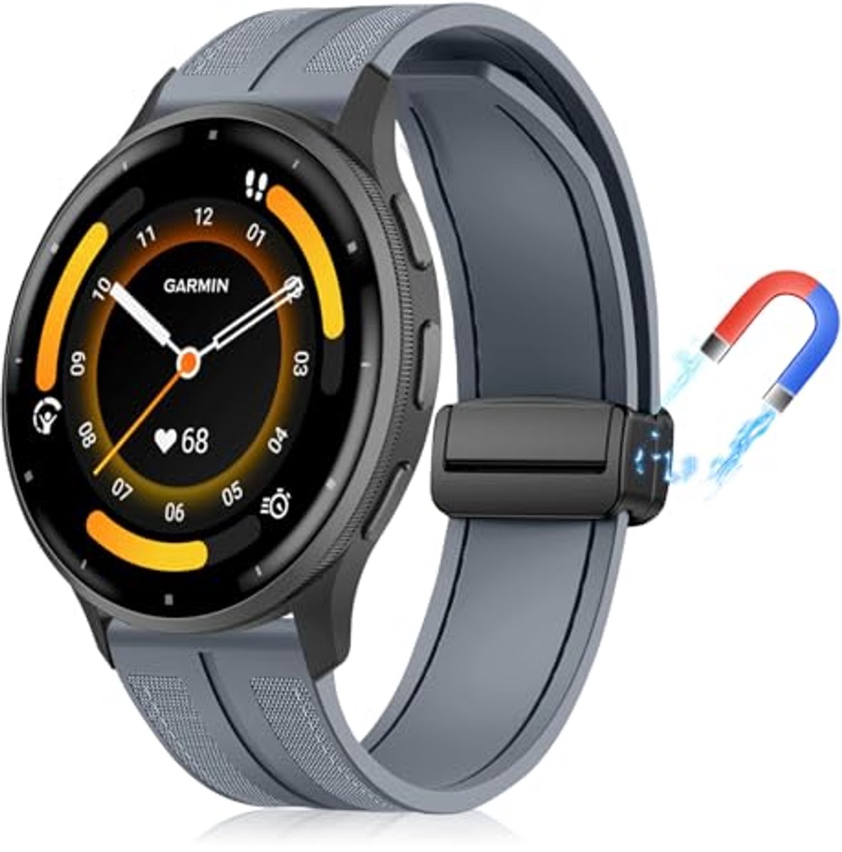 Siliconen Armband voor Garmin Venu en Forerunner Horloges - 22 mm Gevlochten Magnetisch