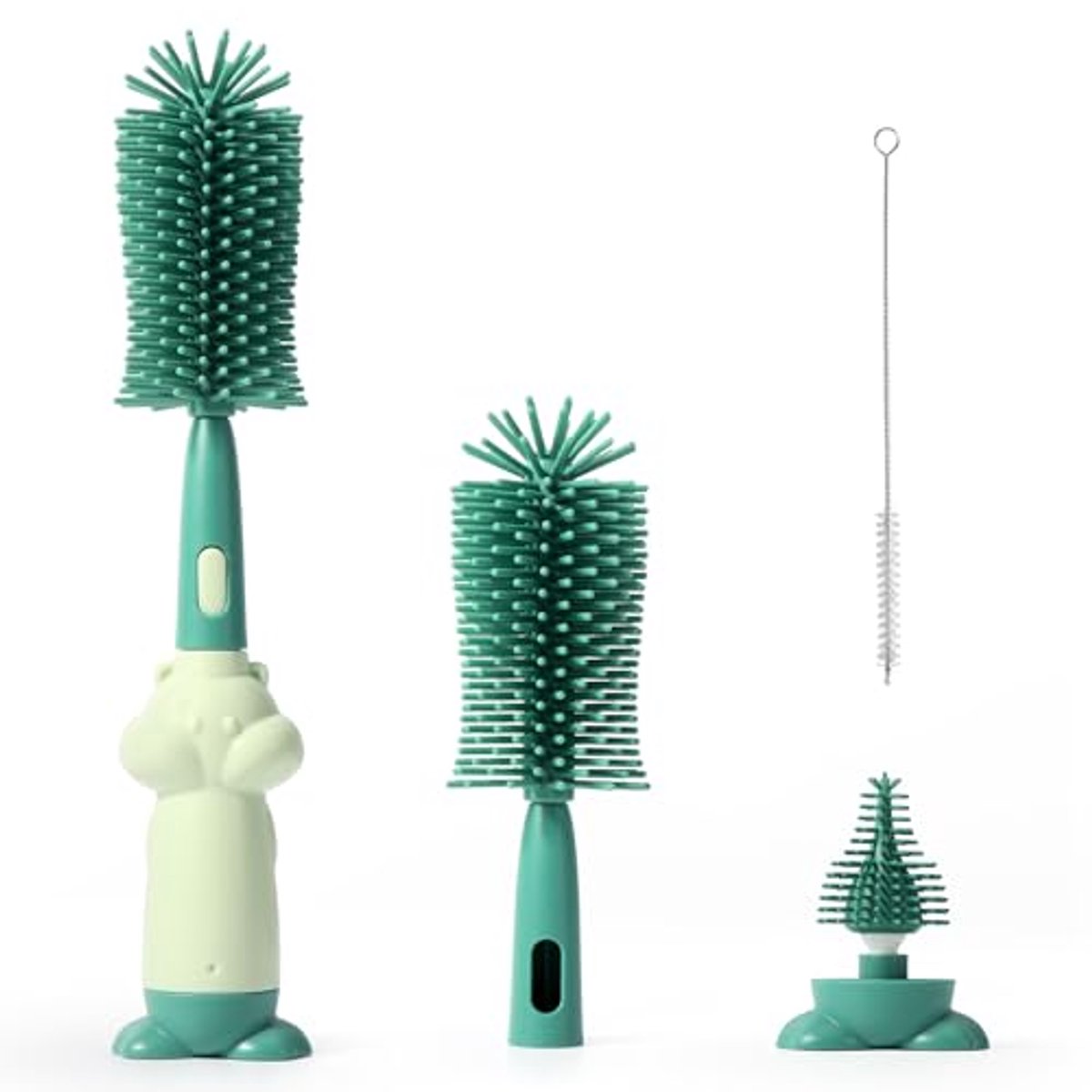 Image of 3-in-1 Babyflessenborstelset - Zachte Siliconen Flessenborstel voor Krasbestendig en Duurzaam Reinigen van Flessen en Kopjes