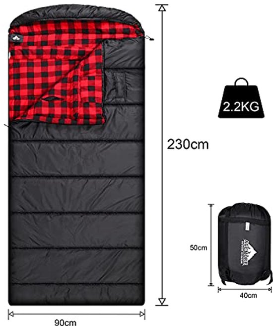 Katoenen Flanellen Slaapzak XL - Waterdicht en Ideaal voor Camping en Backpacken van Merkloos — afbeelding 4