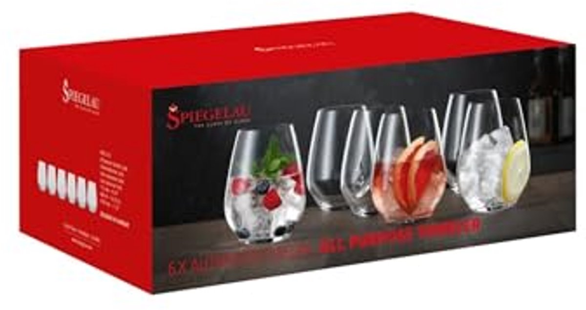 Set van 6 Universele Drinkglazen van Kristal - 460 ml - Perfect voor Wijnen en Soft Drinks