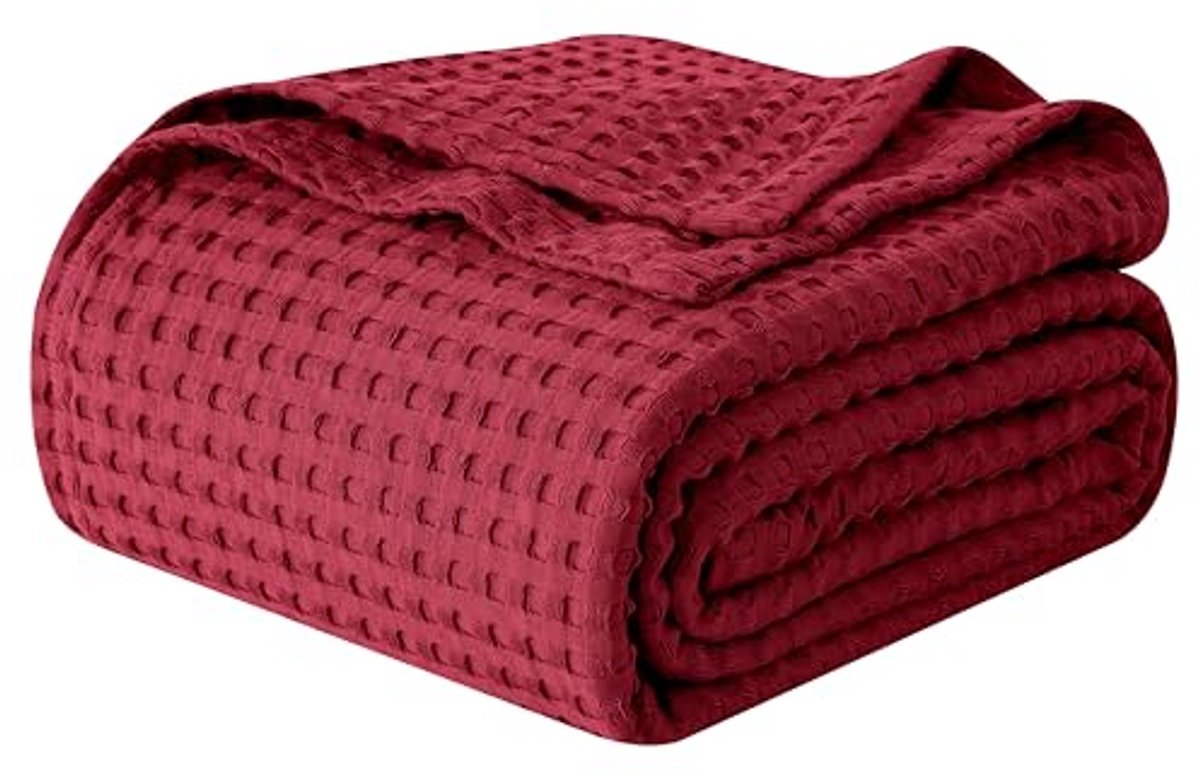 Lichtgewicht ademende wafelgeweven deken - zachte en warme dekens voor elk seizoen in TwinXL maat