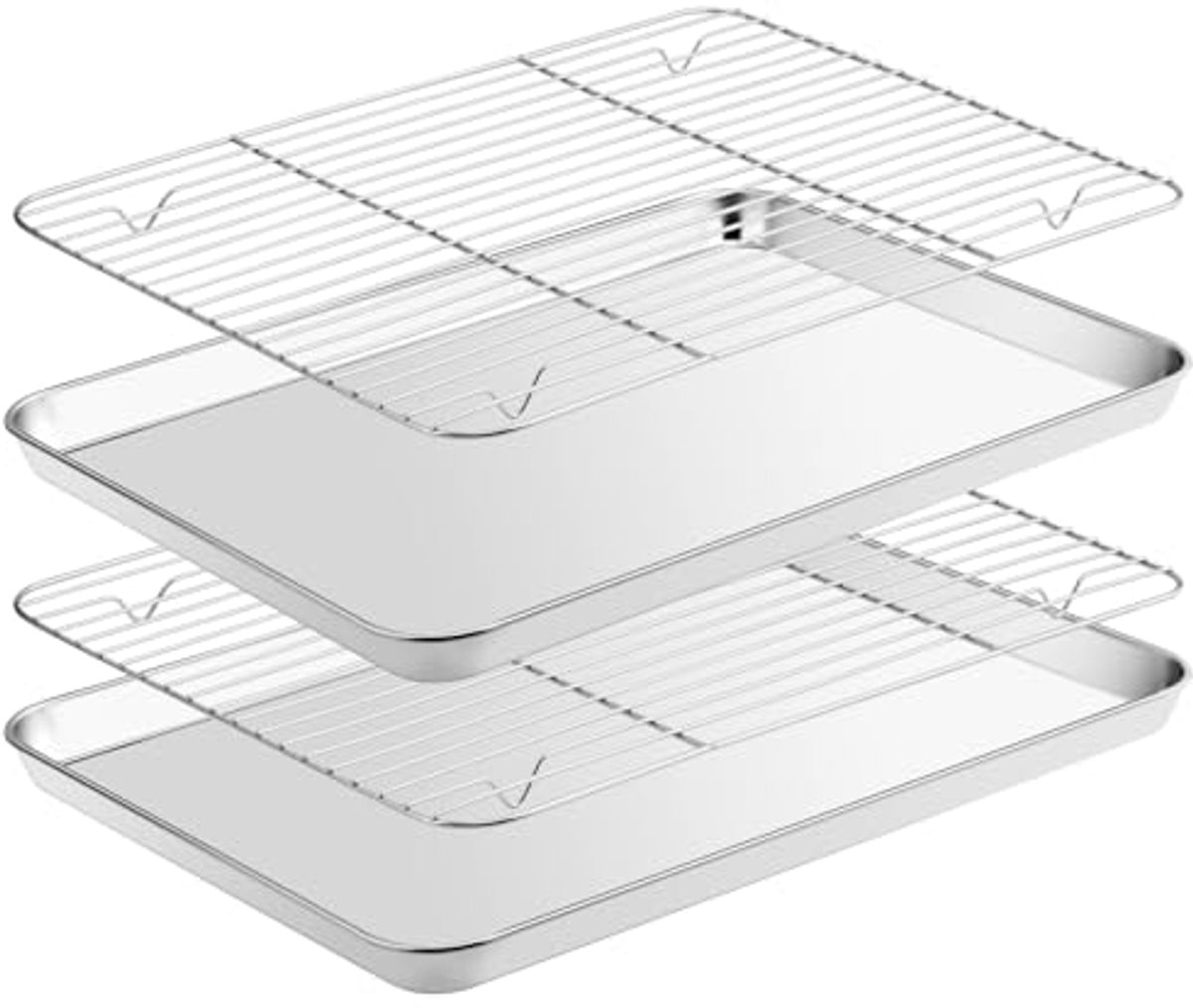 Antiaanbak bakplaat met koelrek - Set van 4 stuks voor oven bakken (40 x 30 x 30 cm)