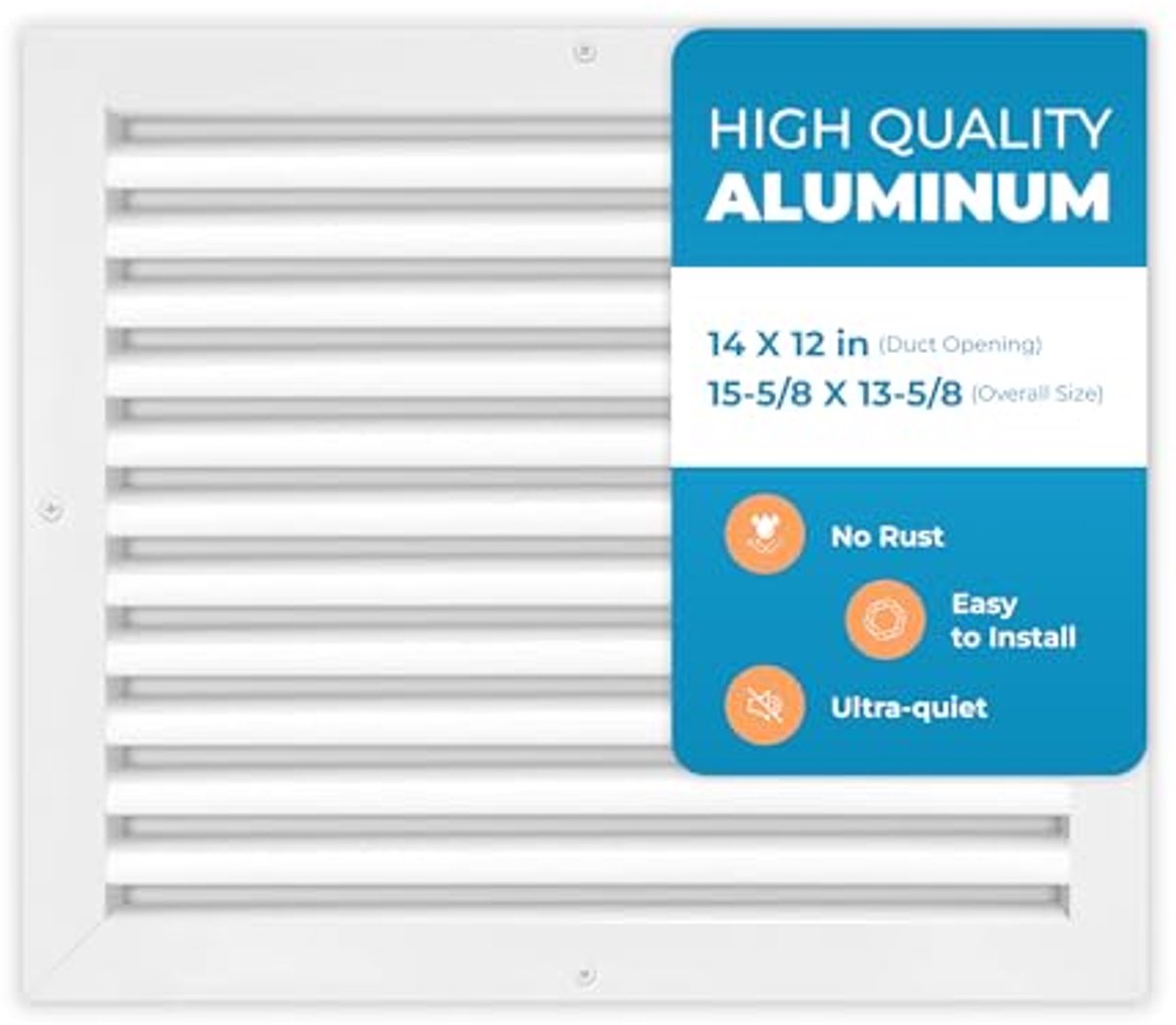 Ventilatierooster 35,5 x 30,5 cm - Duurzaam Aluminium Wisselrooster voor AC-Ventilatie - Geluidsarme Wandopening voor Optimale Luchtstroom
