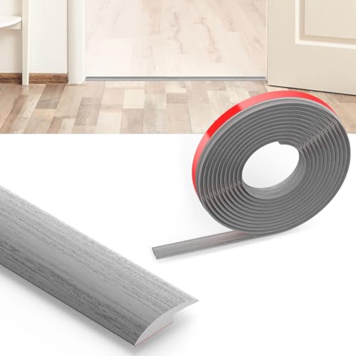 Laminaatvloer drempel overgangsstrip 1,2 m - Zelfklevende PVC vloerverdeler strip
