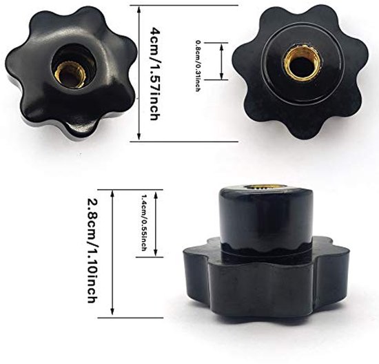 10 Stuks M8 Sterklampmoeren – Zwarte Bakelieten Handgrepen Voor Gereedschapmachines, 40 Mm Kop