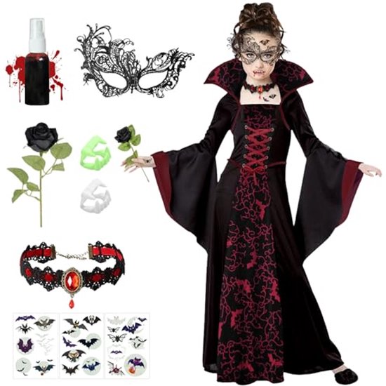 Malefizia Kinderkostüm mit Kopfschmuck für Halloween & Fasching