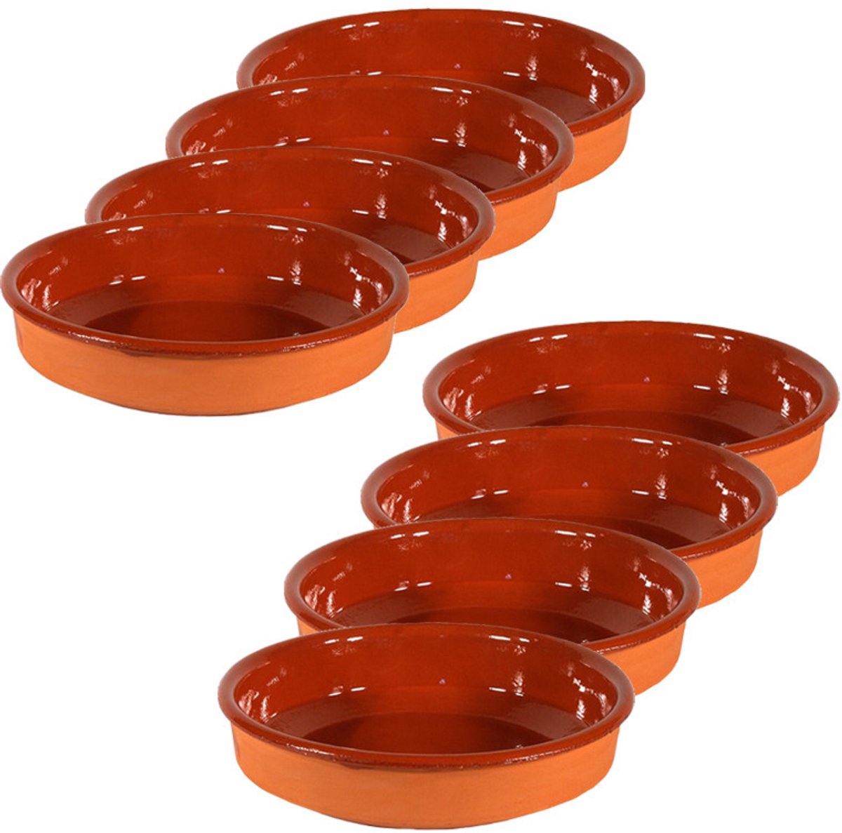 Set van 8x tapas bakjes/schaaltjes Sevilla - 14 cm en 12 cm - Tapas ovenschaaltjes - serveerschaaltjes