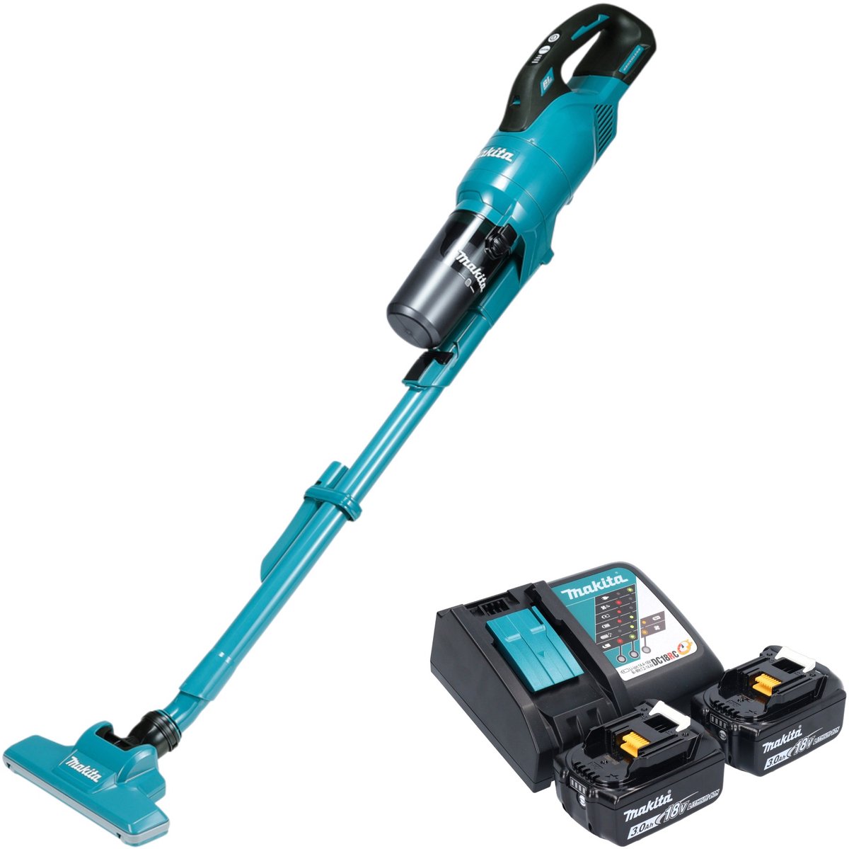 Makita DCL 286 FRF2 accustofzuiger 18 V 0,25 l borstelloos + 2x accu 3,0 Ah + oplader Groen