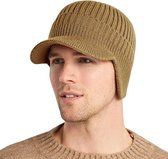 YAMEE Wintermuts voor heren, met oorbescherming, warm, gebreide muts van acryl met pluche binnenlaag, dik, zacht, winddicht, voor fietsen, skiën en outdooractiviteiten, donkerblauw, One size YAMEE Wintermuts voor heren, met oorbescherming, warm, gebreide muts van acryl met pluche binnenlaag, dik, zacht, winddicht, voor fietsen, skiën en outdooractiviteiten, donkerblauw, One size