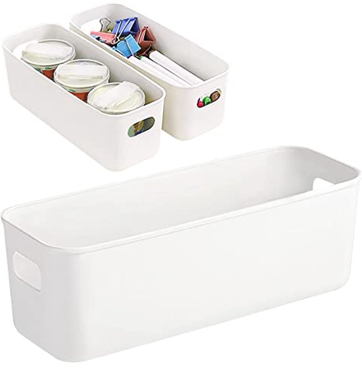 3 stuks witte opbergmanden - Rechthoekige organizer voor badkamer en keuken