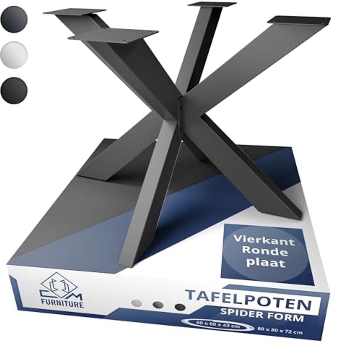 Moderne Tafelpoten voor Ronde en Vierkante Tafelbladen - Hoogte 43 cm - Eenvoudige Montage - Stalen Onderstel voor Vergadertafels en Salontafels