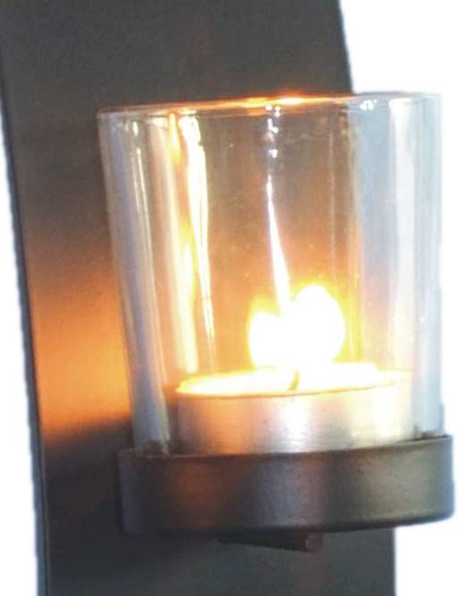 Wandkandelaars Vintage Metaal met Glas - Set van 6 voor Muurdecoratie