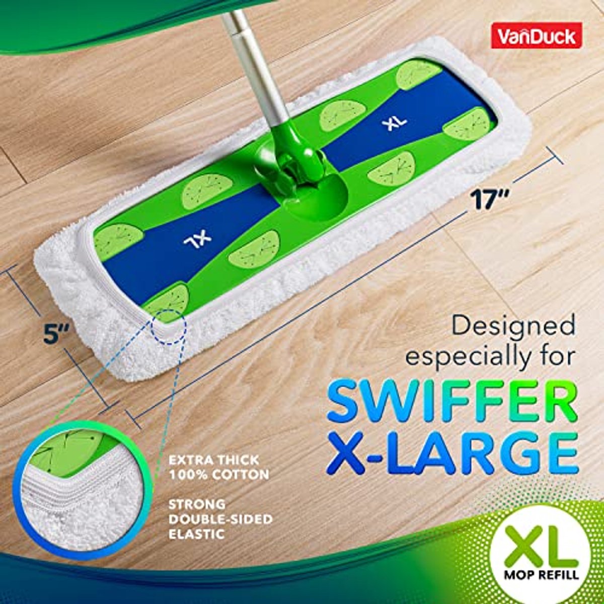 Herbruikbare X-Large Katoenen Dweilpads voor Veegmachines - 4-Pack