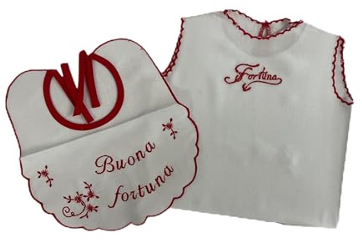 Set luxe babycadeauset met blouse en slabbetje van zijde - gemaakt in Italië