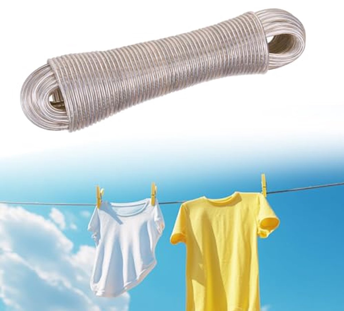 30 meter waslijn voor binnen en buiten drogen van kleding