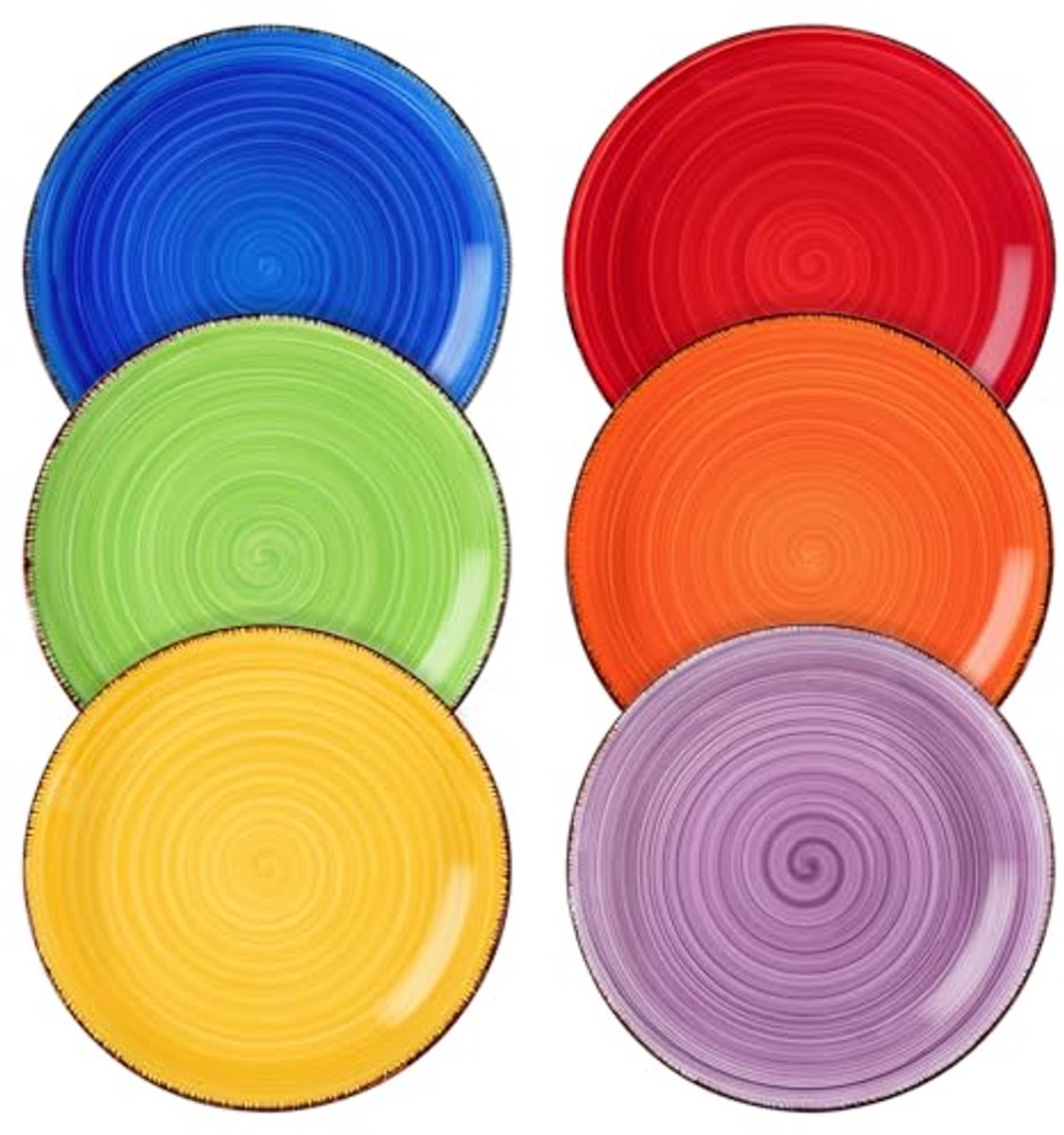 Kleurrijke 6-delige Handgeschilderde Dessertbord Set - 18.8 cm