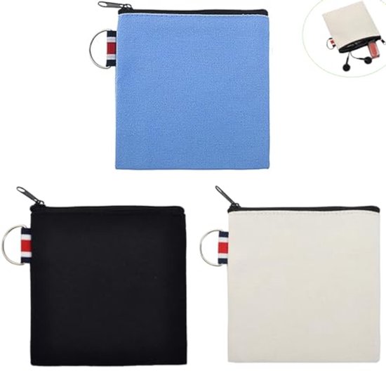MR.R Sublimatie 10PCS Canvas Rits Pouch Tassen Canvas Potlood Pouch Sublimatie Lege Make-up Tas 8,27 x 5,12 13x21cm (Zwart Reißverschluss