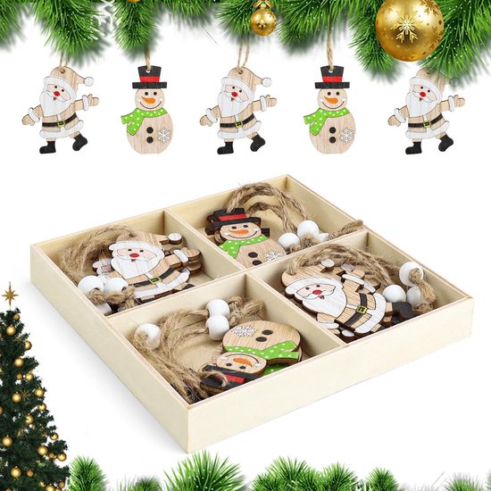 Coffret de décoration,Pendentif de sapin de noël en bois,guirlande Coffret de décoration,Pendentif de sapin de noël en bois,guirlande