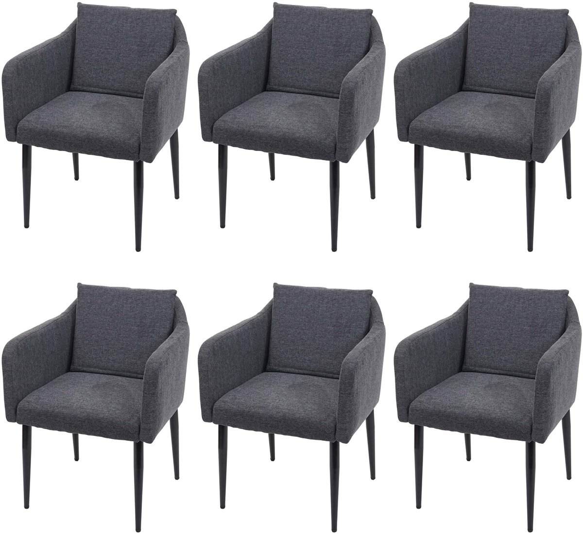 MCW Set van 6 eetkamerstoel MCW-H93, keukenstoel fauteuil stoel ~ stof/textiel donkergrijs