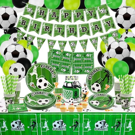 Voetbal Verjaardagsdecoratie Set Compleet Met Ballonnen Borden 