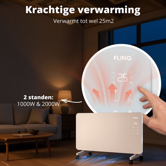FlinQ Smart Convector Kachel - Verwarming Elektrisch - Convectorkachel Elektrisch - Wit