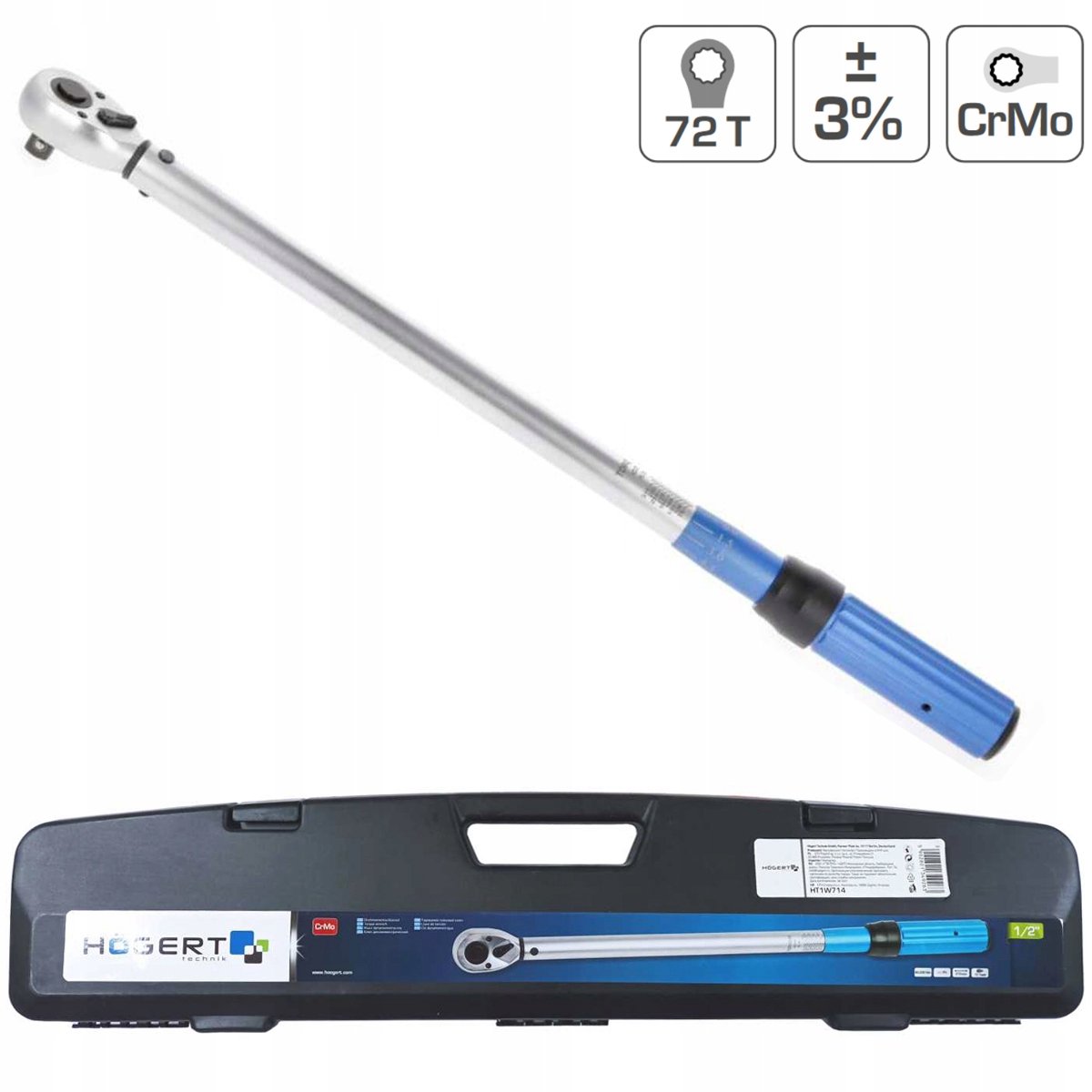 Hogert Momentsleutel 1/2" 60-330 Nm - Nauwkeurig en Duurzaam
