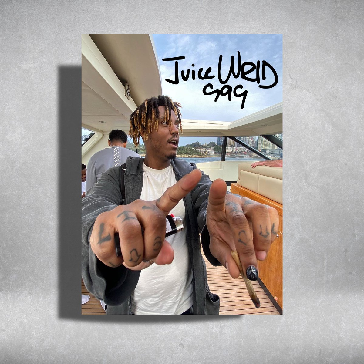 Luxe poster Juice Wrld - Metalen Poster - Birthday on a Yacht - 30x40cm Zwart