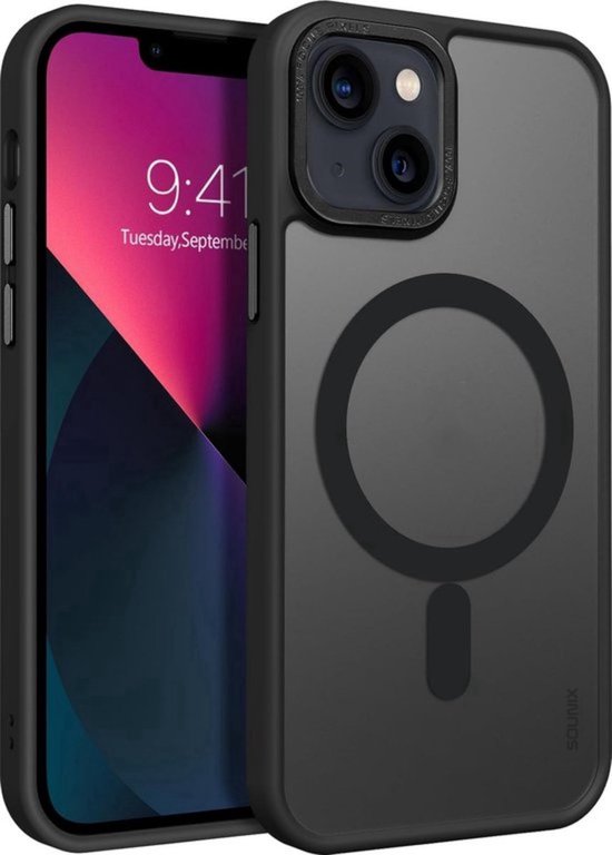Geschikt voor iPhone 13 / 14 hoesje - Magsafe Transparant - Magnetisch Magsafe Hoesje - Hoesje Geschikt voor iPhone 14 - Zwart - Sounix
