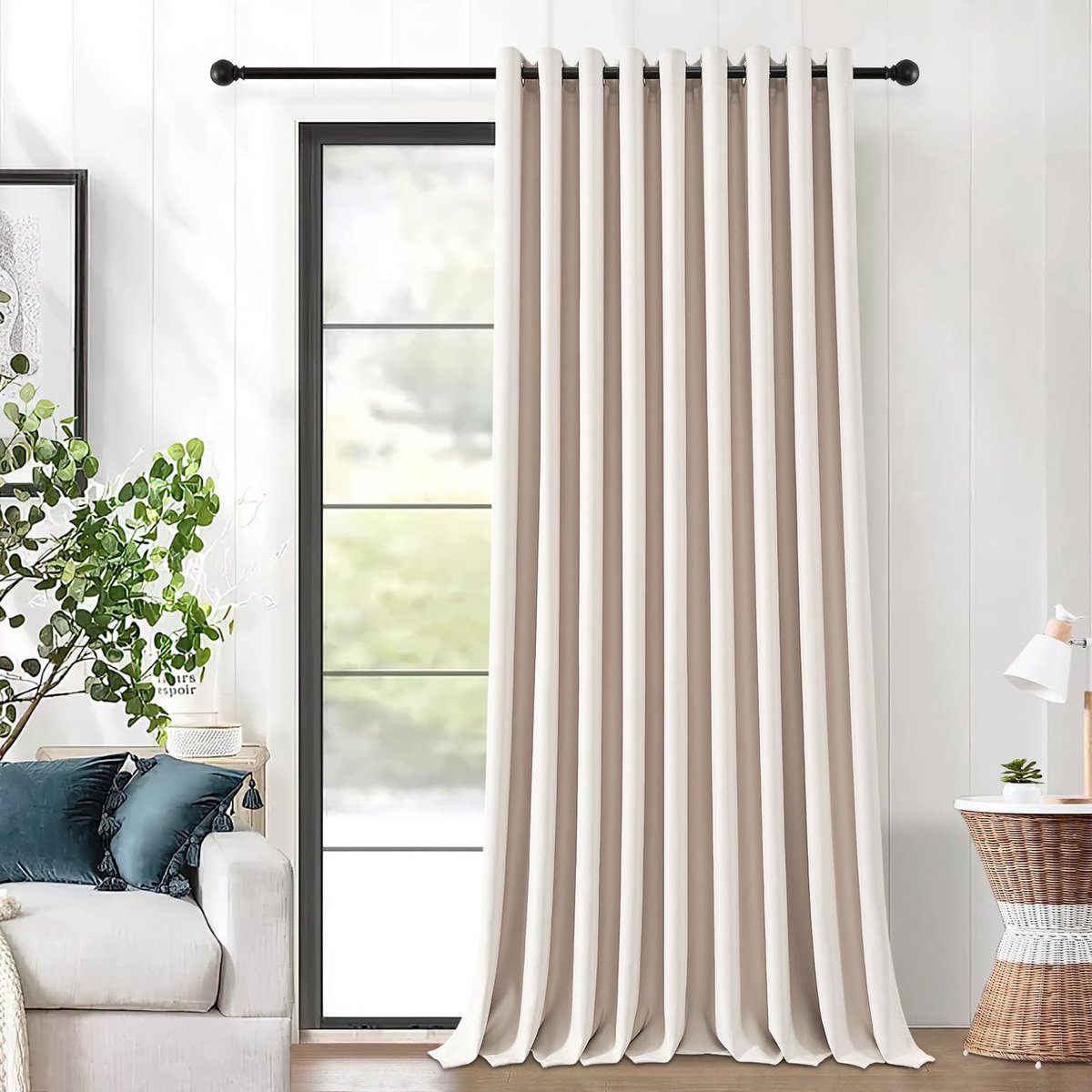 Unyqoos Beige thermisch verduisteringsgordijn met ringen voor optimale isolatie