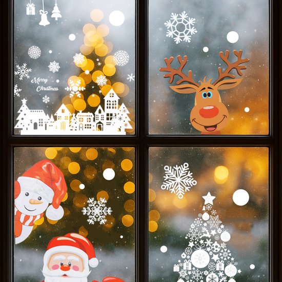 Giftmas Kerst Raamstickers – 262 Stuks - Raamdecoratie – Kerst Stickers Kinderen – Kerstversiering voor Binnen - Kerstdecoratie