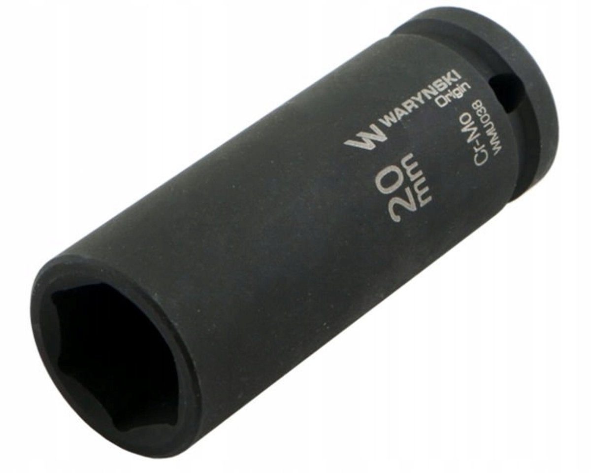 Lange slagdop 1/2", 20 mm, 6-kant, CrMo, DIN 3129