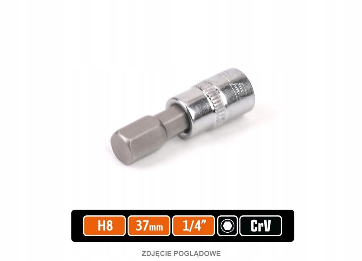 Dopsleutel 1/4" met HEX Bit 37 mm/H8 - CRV Staal