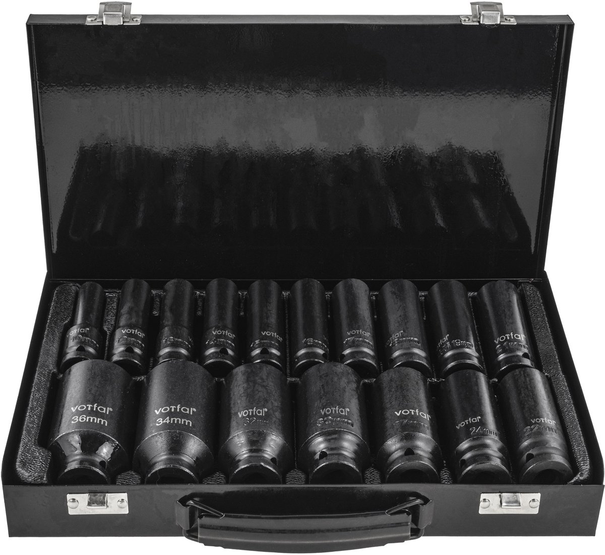 Slagdoppen Set 1/2" 10-36mm 6-kant 17 Delen