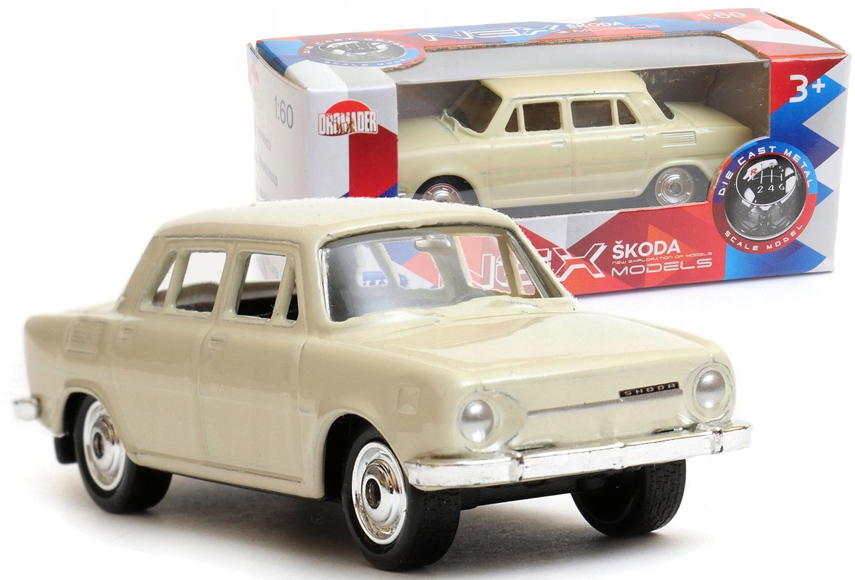 Welly Skoda 100 modelauto 1:60 - Legendarisch PRL-model in ecru