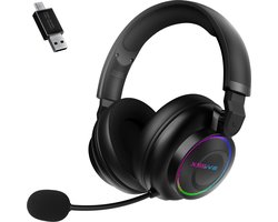 foto van Xssive Draadloze Gaming Headset - 3-in-1 met 2.4Ghz USB Dongle, Bluetooth 5.4 & Aux - Low Latency - Geschikt voor PS5, PC, Nintendo Switch - 40mm Drivers - 15u Batterij - RGB - Gaming Koptelefoon met Microfoon
