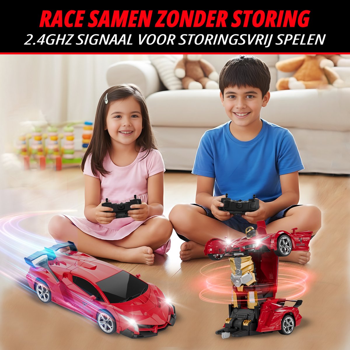 Revvix Bestuurbare Auto - RC Auto - Afstandsbestuurbare auto - Radiografisch bestuurbare auto - Race auto afstandbestuurbaar - Auto afstandsbediening - Robot - 2 Accu's - Rood - Buiten - voor Jongens & Volwassenen - Offroad - Drift - Car — afbeelding 8