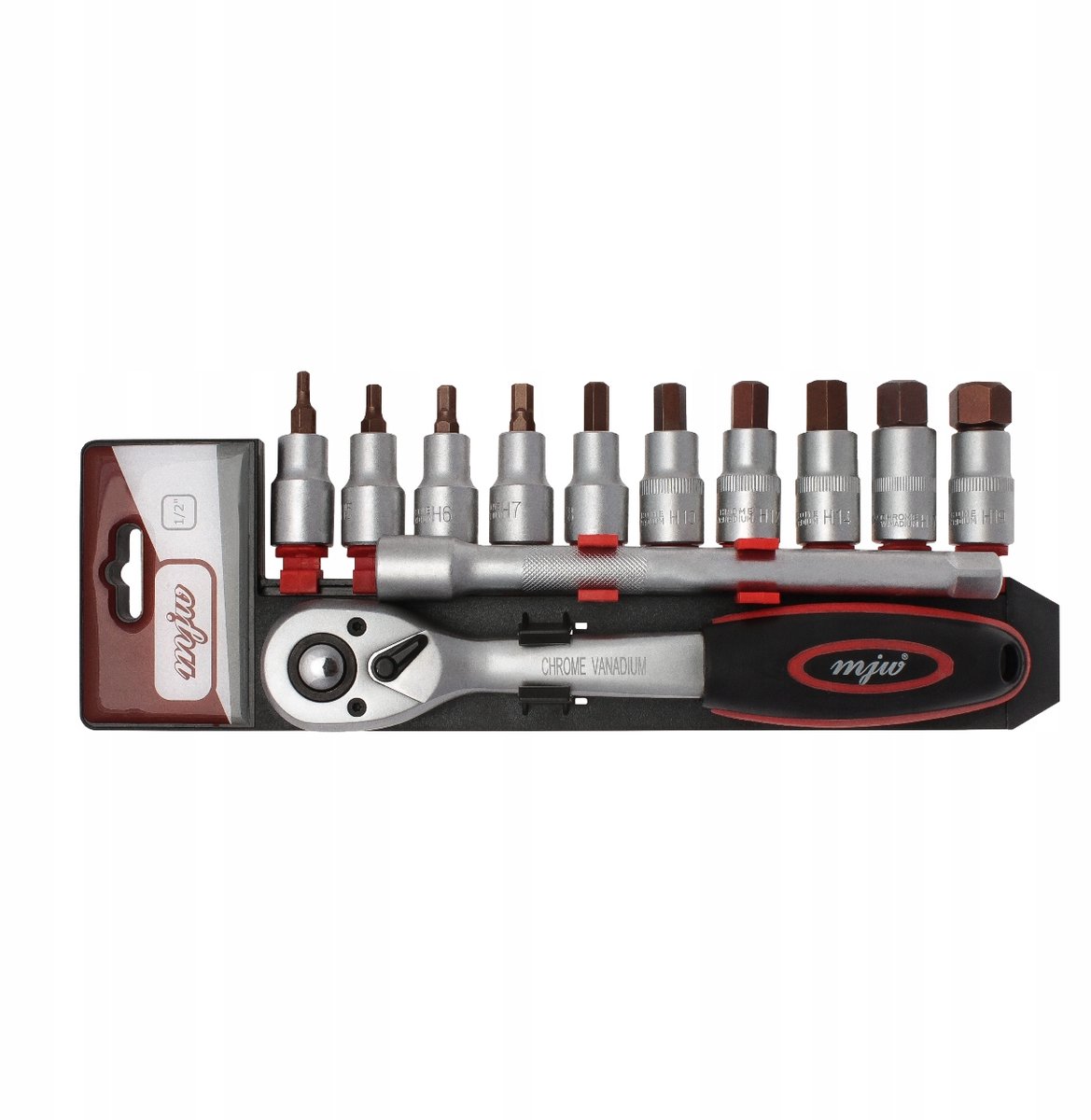 MJW 1/2" HEX Doppeldoppen Set met Ratel & Verlengstuk