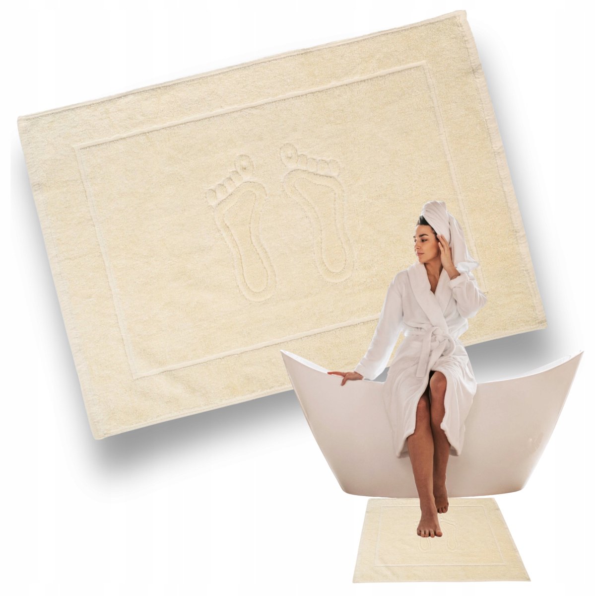 Hotel Badmat 50x70 cm - Zware Katoen - ECRU - Antislip