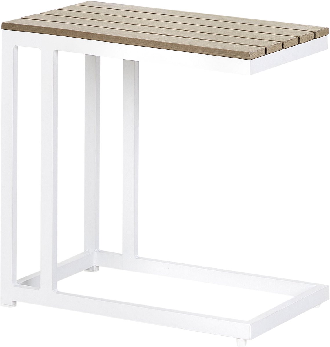 Beliani MESSINA - Bijzettafel - Lichthout/Wit- 60 x 35 cm - Plastichout Bruin