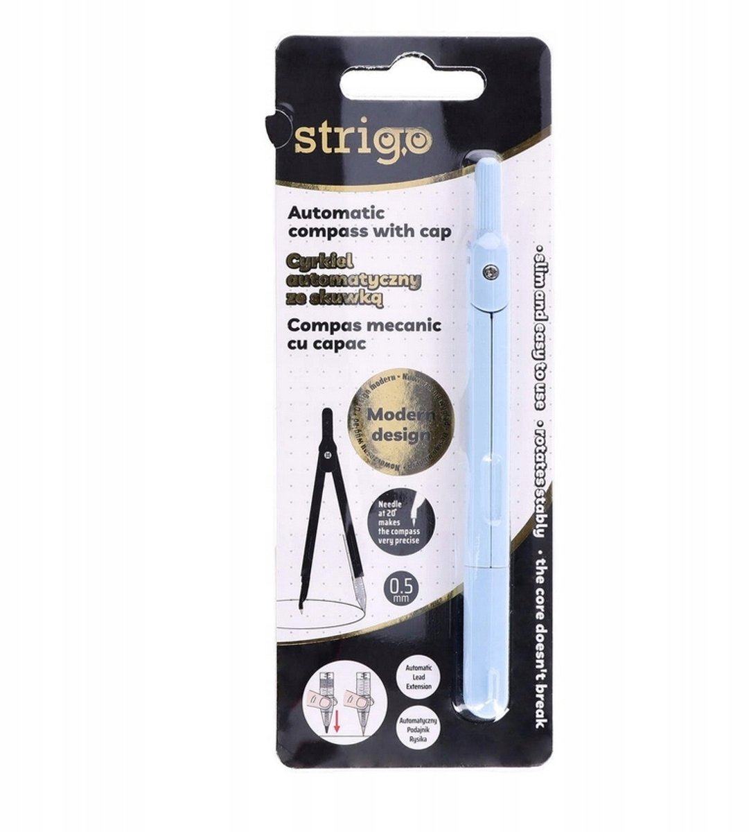 Automatische Schoolpasser met Pen, Blauw Metaal, STRIGO