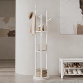 Porte-manteau sur pied White-Label® avec étagère à chaussures - Commode - Bois - Style industriel - Wit