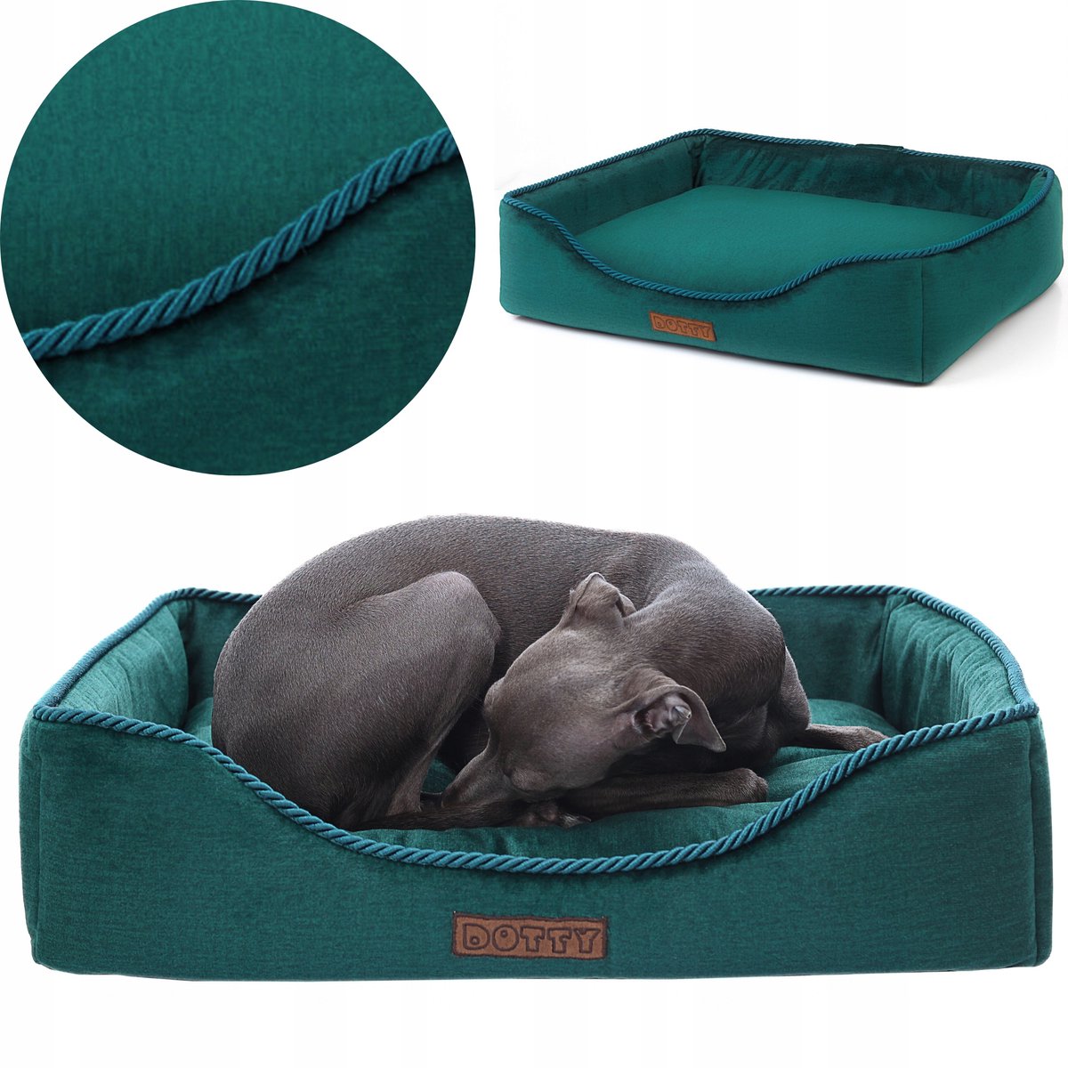 DOTTY Hondenkussen Sofa Poef - Groen Velours - Maat M