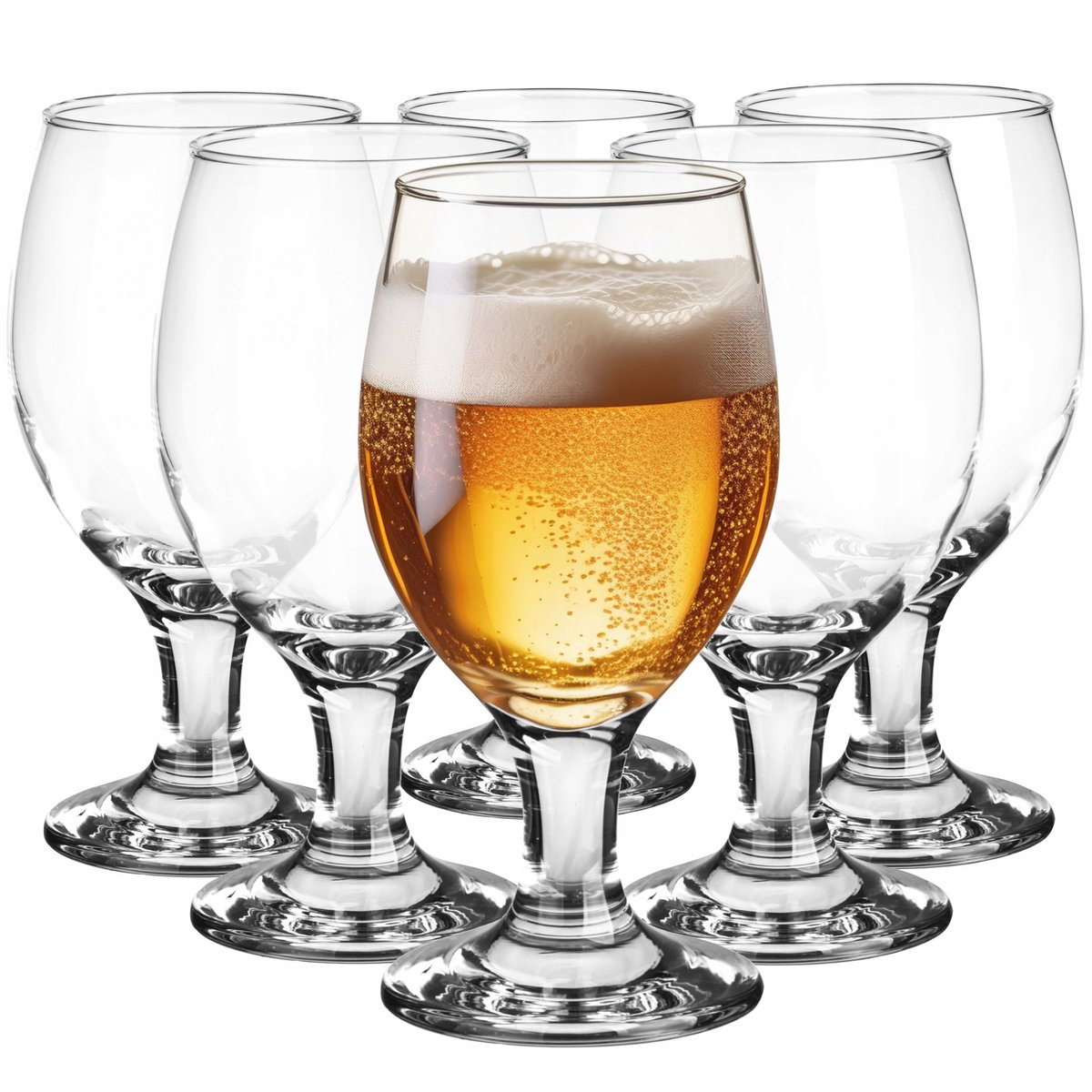 Glasmark bierglazen set van 6, bekers op voet, 360 ml
