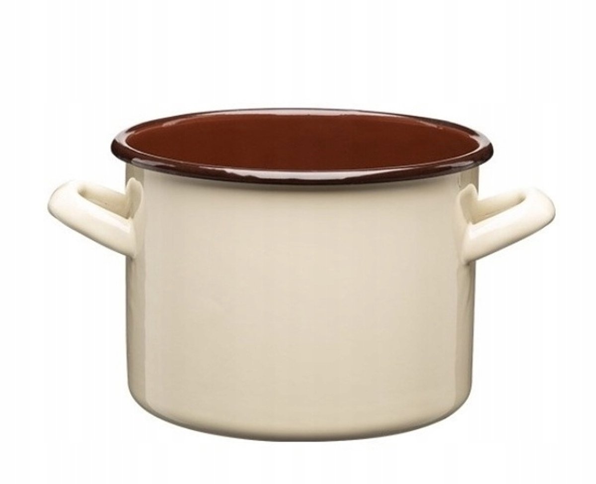 Gordon Emaille Pan 18 cm 3,4L - Crème met Bruin Interieur