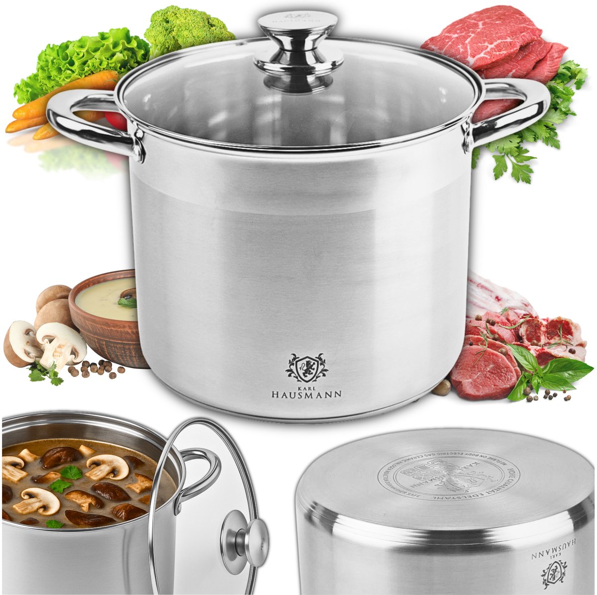 Karl Hausmann Grote Soeppan 22,5L RVS - Geschikt voor Inductie