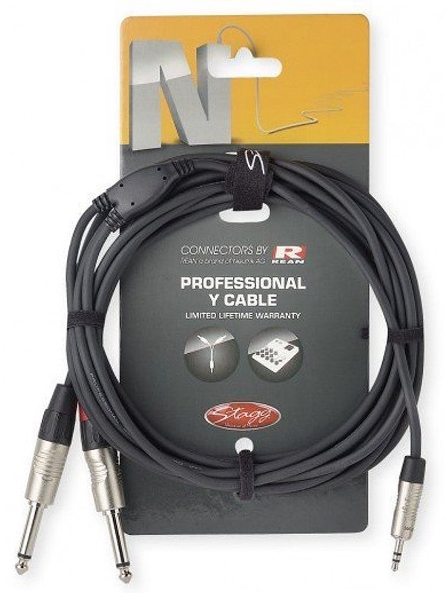 Stagg NYC2/MPS2PR mini-jack stereo - 2x jack verloopkabel 2m