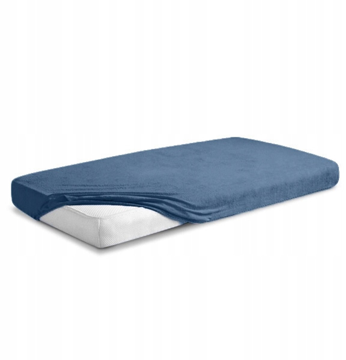 Badstof hoeslaken met elastiek 160x200 cm - Blauw