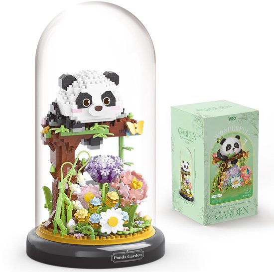 Namajunas bouwset kunstbloemen panda in stolp